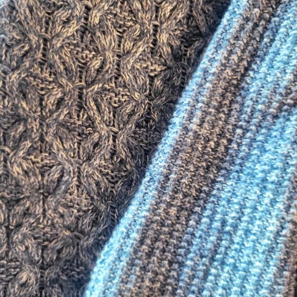 Jeanne Pierre Lovely Round Neck, Heather Blue Cable Knit Sweater - Size L - Picture 9 of 10